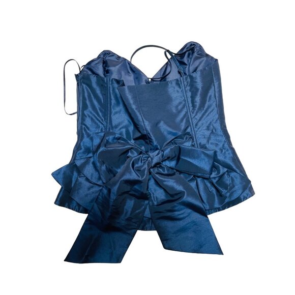 Per Una 36 Size  8 Navy Corset Top With Bow Detail & Spaghetti Straps - Picture 1 of 5